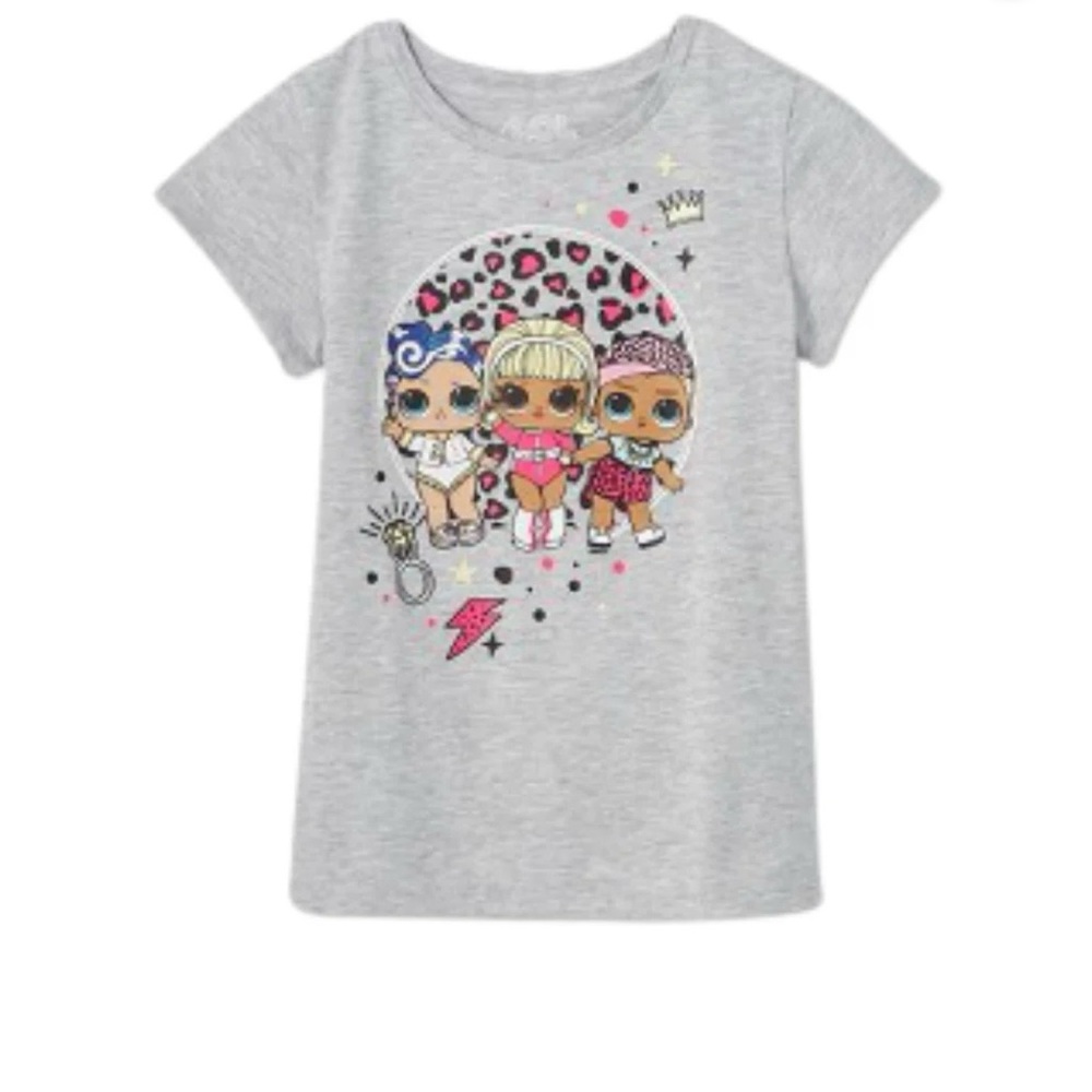 L.O.L Surprise MGA Girls Size Large Gray Short Sleeve T-shirt Graphic Top
